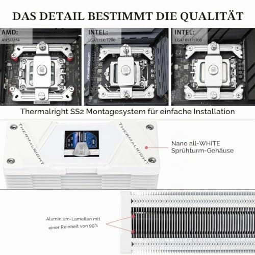 Thermalright Assassin Spirit 120 Vision ARGB White CPU-Kühler,Computer-Kühlkörperkühler 4 Heatpipes,PC-Bildschirm CPU-Kühlung mit 1,54 Zoll,240x240 Auflösungsvermögen, für AM4/AM5 und LGA1700/1851 Bild 4