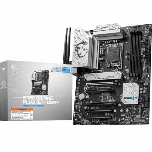 MSI B760 Gaming Plus WiFi DDR4 Mainboard, ATX - Unterstützt Intel Core Prozessoren der 14., 13. und 12. Generation, LGA 1700 - DDR4 5333+MHz/OC, 1x PCIe 4.0 x16, 2 x M.2 Gen4, 2,5G LAN, WIFI6E