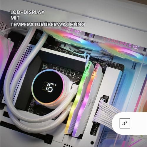 Mars Gaming ML-LCD240, Flüssigkeitsgekühlter AIO, TDP 500W, 2x ARGB 120mm FDB Lüfter, LCD Display mit Temperaturüberwachung, Opti-Chamber 3rd Gen Pumpe, Universal Multisocket, Weiß MLLCD240W Bild 8