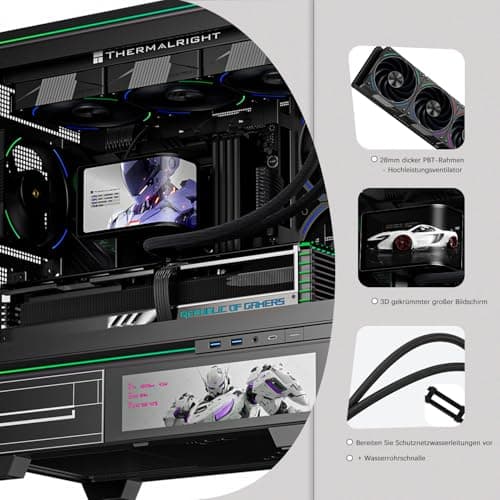 TR-Thermalright Wonder Vision 360 Turbo ARGB Black Liquid CPU Kühler, 6,67'' 3D Curved Bildschirm mit 2400x1080 Auflösung-Magnetisch, 360mm Aio Schwarz, für AM5,LGA1851/1700 Bild 4