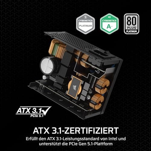 CORSAIR SF750 (2024) Vollständig Modulares Geräuscharmes 80 PLUS Platinum ATX-Netzteil – ATX 3.1-Kompatibel – PCIe 5.1-Fähig – SFX-to-ATX-Halterung im Lieferumfang Enthalten – Schwarz 750 Watt Bild 6