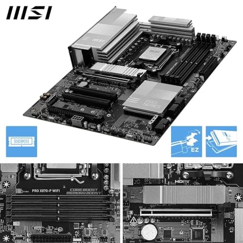 MSI PRO X870-P WiFi Mainboard, ATX - Unterstützt AMD Ryzen 9000/8000/7000 Prozessoren, AM5-60A SPS VR M, DDR5 Memory Boost (8200+ MT/s OC), PCIe 5.0 x16 & 4.0 x16, M.2 Gen5, Wi-Fi 7, 5G LAN Bild 6