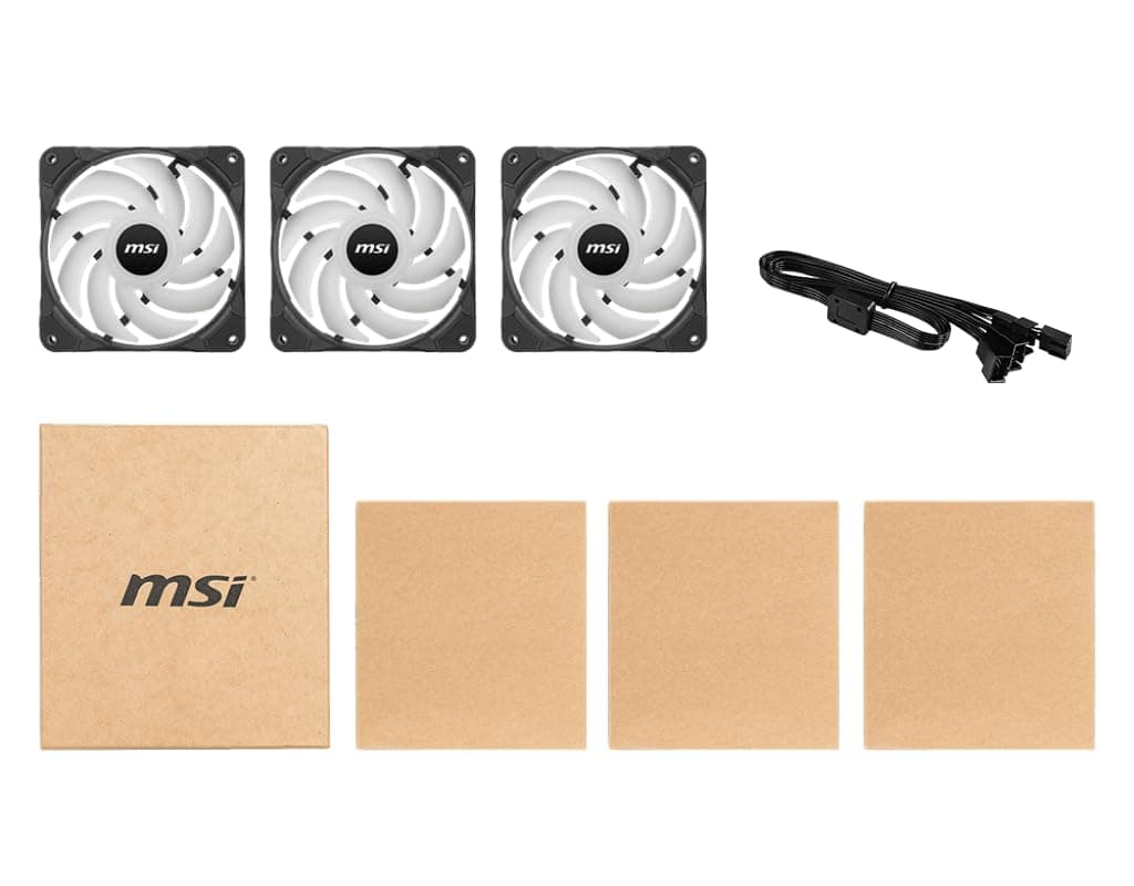MSI MAX F12A-3 120 mm Gehäuse Lüfter (3 x 120 mm Lüfter, 3er Pack, schwarz, ARGB), A-RGB Bild 5