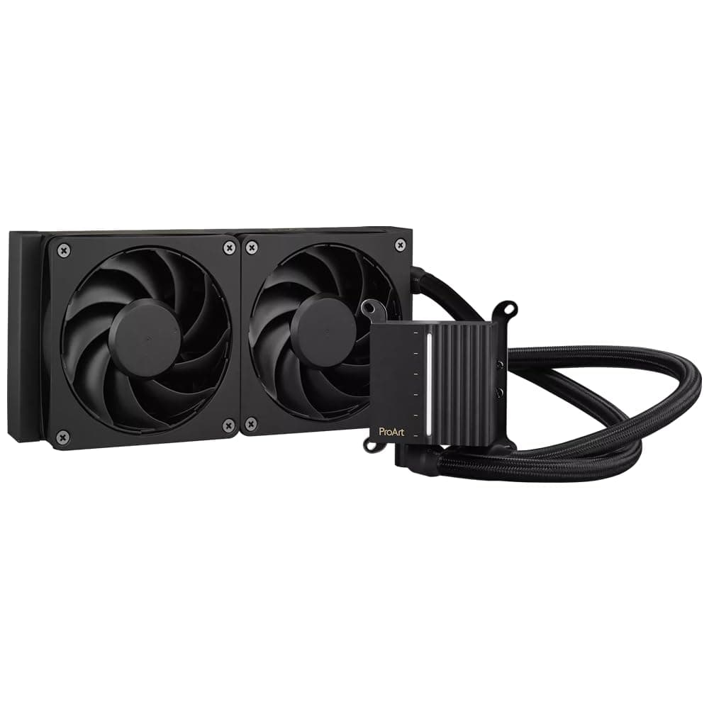 ASUS ProArt LC 240 All-in-One Flüssig-CPU-Wasserkühlung (beleuchtete Systemstatusanzeige, 2x 120-mm Alphacool Apex Stealth Metal Power-Lüfter, 3000 U/min, 39,5 dB(A), Schwarz) Bild 7