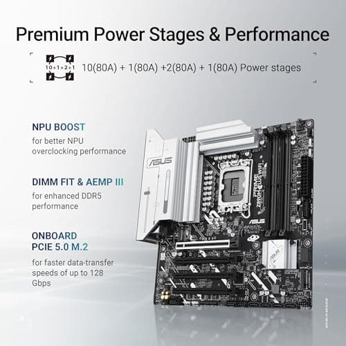 ASUS Prime Z890M-PLUS WiFi Z890 LGA 1851 mATX Motherboard, Intel® Core™ Ultra Series 2 Ready, Advanced AI PC-Ready, 10+1+2+1 80A Leistungsstufen, DDR5, PCIe® 5.0, USB Type-C®, 3X M.2, Wi-Fi 7, 2,5 GB Bild 6