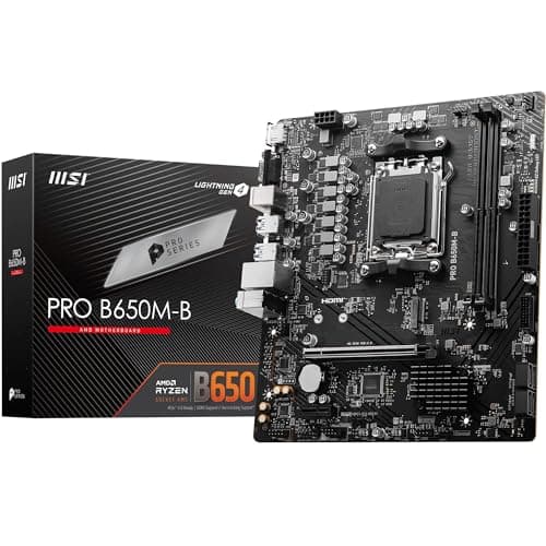 MSI PRO B650M-B Mainboard, Micro-ATX - Unterstützt Ryzen 9000, 8000 & 7000 Series Prozessoren, AM5 - DDR5 Memory Boost 6800+MHz/OC, 1 x PCIe 4.0 x16, 1 x M.2 Gen4, 2.5G LAN