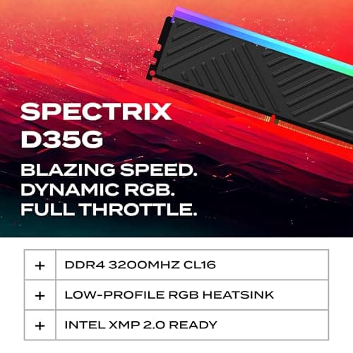 XPG SPECTRIX D35G RGB DDR4 3200MHz CL16 32GB (2x16GB) PC4-25600 RAM 288-Pins UDIMM Desktop Memory Kit Black Heatsink (AX4U320016G16A-DTBKD35G) Bild 4