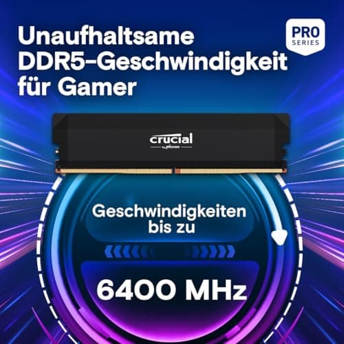 Crucial Pro DDR5 RAM 32GB Kit (2x16GB) 6400MHz CL38, Overclocking Gaming, Intel XMP 3.0 / AMD Expo, PC Computer Arbeitsspeicher, Schwarz - CP2K16G64C38U5B Bild 3