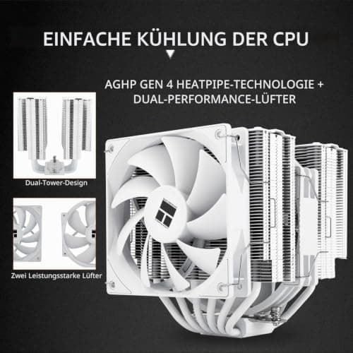 Thermalright Peerless Assassin 140 Weiß CPU-Luftkühler, 6 Heatpipes, Dual-PWM-Lüfter und Doppeltürme, 158 mm hohe CPU-Kühlung mit oberer Abdeckung, für AM4 / AM5 und Intel LGA 1851/1700/1150/1151/1200 PA140 White Bild 8