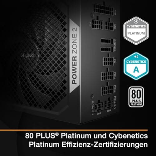 be quiet! Power Zone 2 1200W Netzteil, 80 Plus Platinum und Cybenetics Platinum Zertifizierung, semi-Passive Kühlung, Pure Wings 3 140mm Lüfter, 90° abgewinkelter 12V-2x6-Anschluss, PCIe 5.1/ATX 3.1 Bild 4