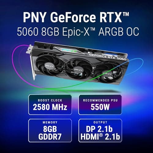 PNY GEFORCE RTX™ 5060 8GB ARGB Overclocked Triple Fan DLSS 4 Grafikkarte VCG50608TFXXPB1-O ARGB OCTriple Fan Bild 4
