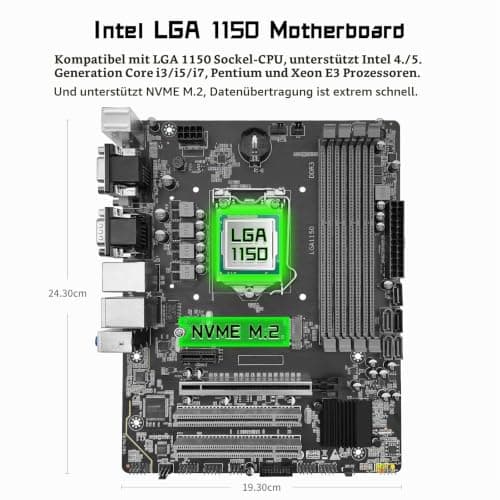 SHANGZHAOYUAN H97M PRO LGA 1150 Mainboard Kompatibel mit Intel Core 4th/5th Gen i3 i5 i7 /Pentium/Xeon (Micro ATX, 4*DDR3 Non-ECC, SATA3.0, USB3.0, NVME M.2, PCIE 3.0) PC Gaming Motherboard Bild 4