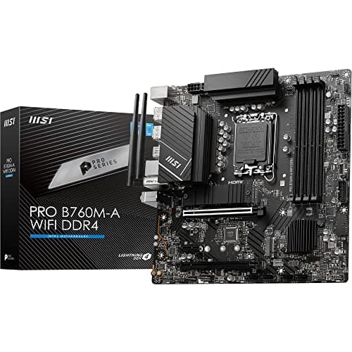 MSI PRO B760M-A WiFi DDR4 Mainboard Micro-ATX - Unterstützt Intel Core Prozessoren der 12., 13. & 14. Gen., LGA 1700, DDR4 Memory Boost 5333+MHz/OC, PCIe 4.0 x16, M.2 Gen4, 2.5G LAN, Wi-Fi 6E