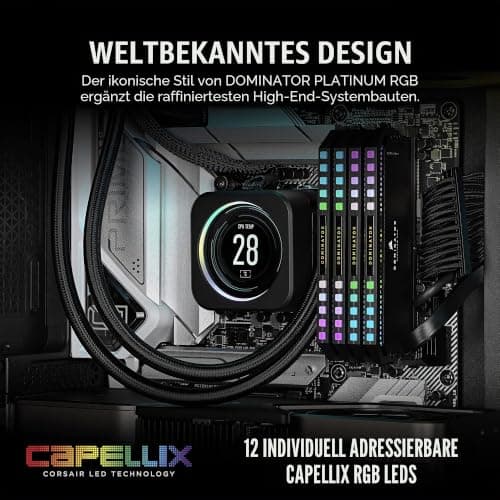 CORSAIR DOMINATOR PLATINUM RGB DDR5 RAM 64GB (2x32GB) Bis zu 5600MHz CL40-40-40-77 1.25V Intel XMP 3.0 Desktop-Arbeitsspeicher – Schwarz (CMT64GX5M2B5600C40) Bild 8