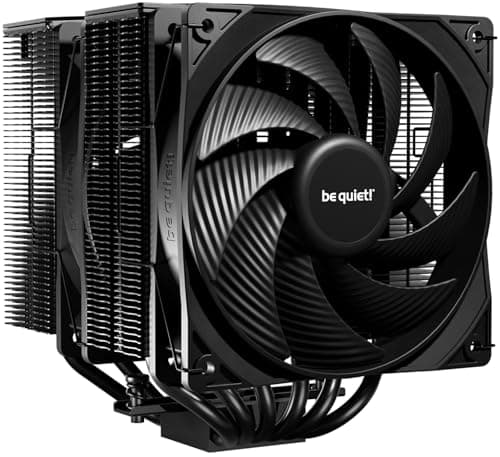 be quiet! Pure Rock Pro 3 Black Luftkühler, beeindruckend hohe Kühlleistung, 6 schwarze 6mm Hochleistungs-Heatpipes, 2 Pure Wings 3 120mm PWM-Lüfter, kompatibel mit Flüssigmetall-Wärmeleitpaste