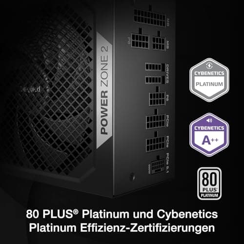 be quiet! Power Zone 2 750W Netzteil, 80 Plus Platinum und Cybenetics Platinum Zertifizierung, semi-Passive Kühlung, Pure Wings 3 140mm Lüfter, 90° abgewinkelter 12V-2x6-Anschluss, PCIe 5.1/ATX 3.1 Bild 4