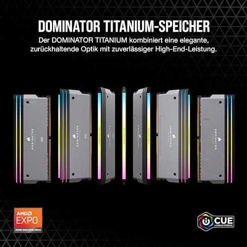 CORSAIR DOMINATOR TITANIUM RGB DDR5 RAM 32GB (2x16GB) Bis zu 6000MHz CL30 AMD EXPO Intel XMP 3.0 Desktop-Arbeitsspeicher – Grau (CMP32GX5M2B6000Z30) Grau 32GB (2x16GB) Bild 3