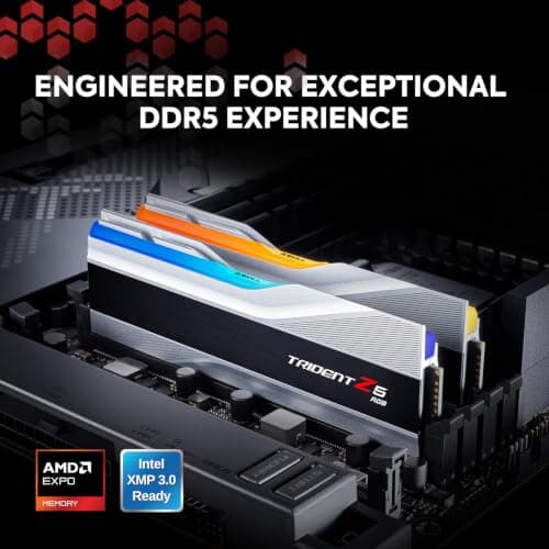 32GB G.Skill DDR5 Trident Z5 RGB 6000MHz CL36 1.35V Dual Channel Kit 2X 16GB Silver Bild 5