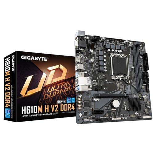 GIGABYTE H610M H V2 DDR4 Mainboard - Unterstützt Intel Core Prozessoren 14th CPUs, 6+1+1 Hybrid Digital VRM, up to 3200MHz DDR4 (OC), 1xPCIe 3.0 M.2, GbE LAN, USB 3.2 Gen 1