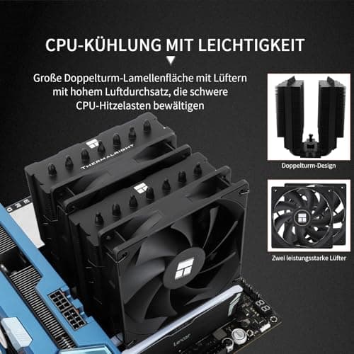 Thermalright Phantom Spirit 120 SE BLACK CPU Luftkühler, 7 Heatpipes CPU-Kühler, zwei 120mm PWM Lüfter, AGHP 4.0 Technologie, für AM4/AM5&Intel lga1851/1700/1150/1151/1200, PC Kühler Tower PS120 SE Black Bild 7