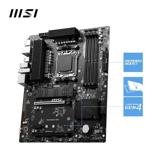 MSI PRO B650-S WiFi Motherboard, ATX - Unterstützt Ryzen 9000, 8000 & 7000 Serie Prozessoren, AM5 - DDR5 Memory Boost 6000+MHz/OC, 2 x PCIe 4.0 x16, 2 x M.2 Gen4, Wi-Fi 6E Bild 6