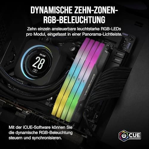 CORSAIR VENGEANCE RGB DDR5 RAM 32GB (2x16GB) Bis zu 5600MHz CL40 AMD EXPO Intel XMP 3.0 Desktop-Arbeitsspeicher – Grau (CMH32GX5M2B5600Z40) Bild 8