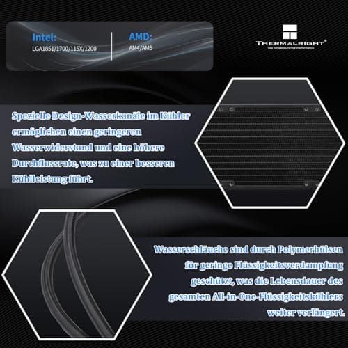 TR Frozen Infinity 360 CPU Aio Cooler, Lüfter TL-M12 x 3 PWM, Wasserkühler, Computerprozessor, ARGB Infinity Mirror, 360 CPU Liquid Cooling: LGA1851/1700/1150/1151/1200/2011, Ref 360MM BLACK-360MM Bild 5