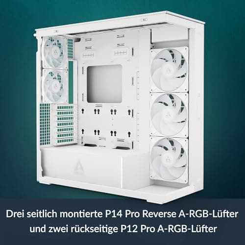 ARCTIC Xtender White (Clear Glass) - PC-Gehäuse, Gehärtetes Panorama-Glas, 2X 420 mm Radiator Support, Full Tower, Big Tower, E-ATX, 5X A-RGB Lüfter vormontiert - Weiß white clear Bild 5