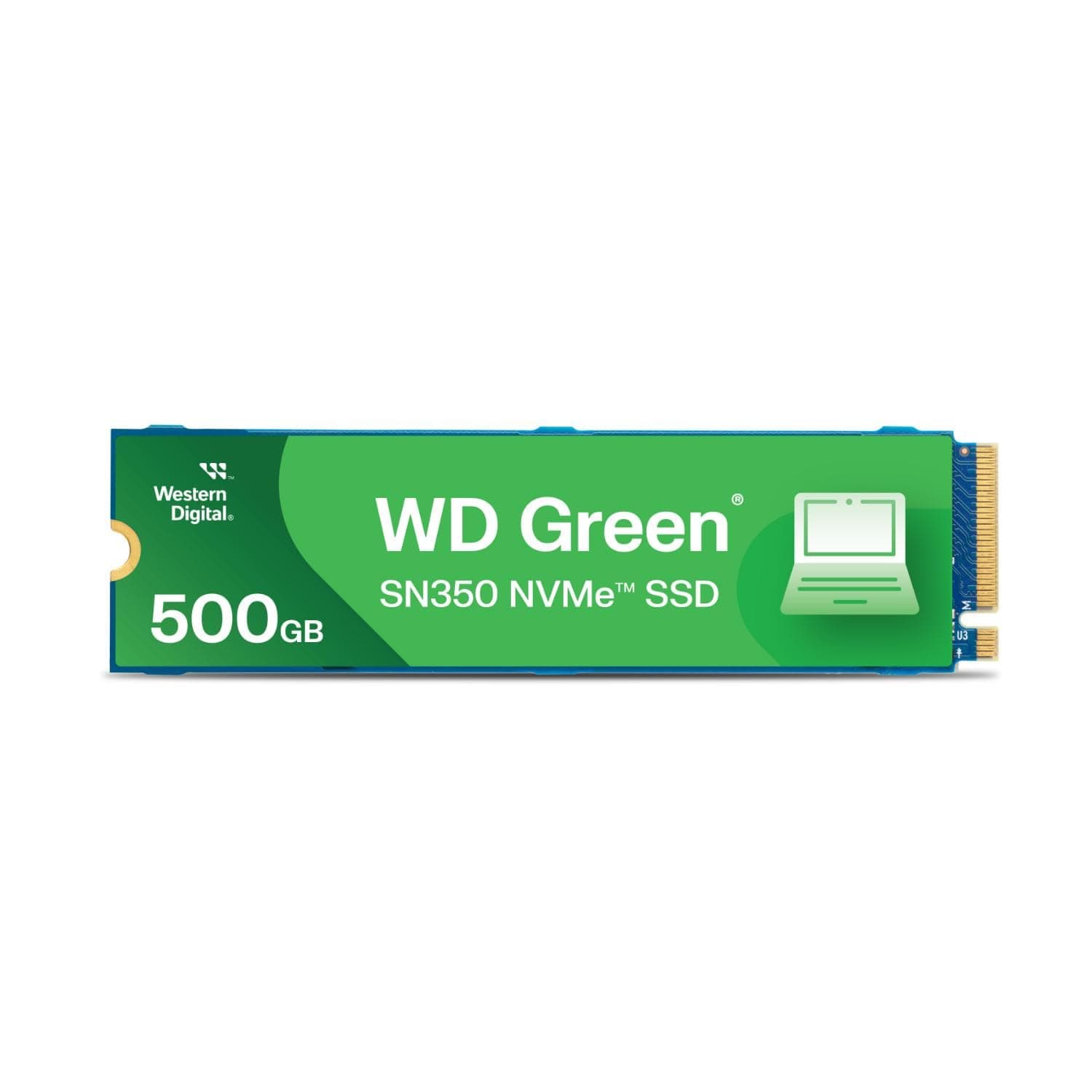 WD Green SN350 500 GB M.2 NVMe SSD, mit Lesegeschwindigkeit von 2.400 MB/Sek. und Schreibgeschwindigkeit von bis zu 1.500 MB/Sek