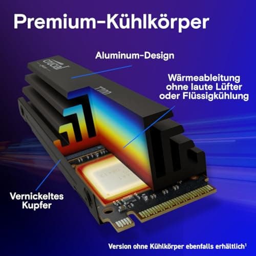 Crucial T700 4TB SSD PCIe Gen5 NVMe M.2 Interne SSD mit Premium-Kühlkörper, bis zu 12.400MB/s, Microsoft DirectStorage, PCIe 4.0 abwärtskompatibel, Solid State Drive - CT4000T700SSD5 Bild 6