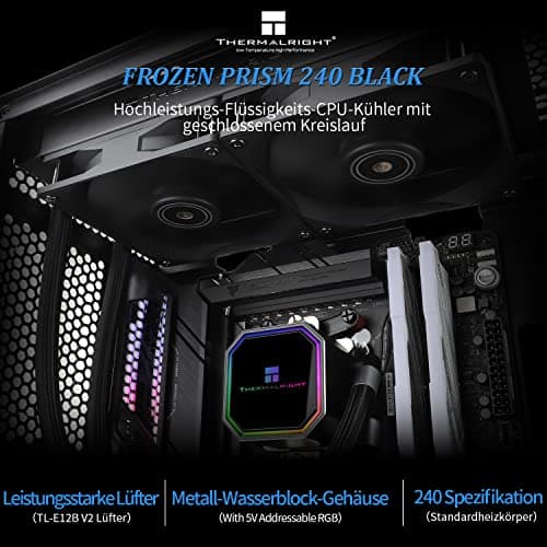 Thermalright Frozen Prism 240 Schwarz CPU Wasserkühler mit zwei PWM-Lüftern, Wasserpumpe Drehzahl ist 3300RPM, S-FDB Lager, für AMD AM4/AM5, Intel LGA1150/1151/1200/1700/1851/2011 (Schwarz) Bild 4