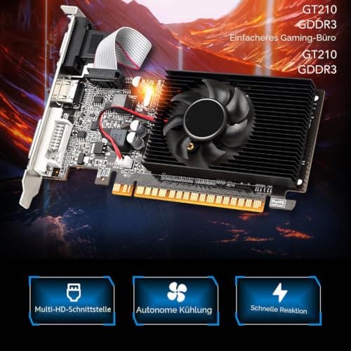 1 GB DDR3-Grafikkarte, 64 Bit 589 MHz 1 GB DDR3-Grafikkarte mit Leisem Lüfter, DVI-VGA-HDMI-Schnittstelle, PCI Express 2.0x16 für Büro und Spiele Bild 4