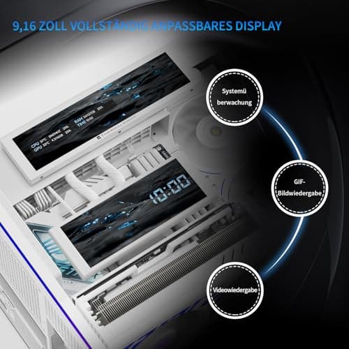 Thermalright A70 Vision Weiß PC Gehäuse mit 9,16-Zoll-Display, Panorama-Sicherheitsglas, ATX-Tower Unterstützt ATX-Mainboard/42cm-Grafikkarten,mit ARGB-Lichtleiste und verstecktem Kabelmanagement Weiß-A70 Vision White Bild 6