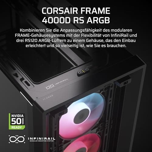 CORSAIR Frame 4000D RS ARGB Modulares Mid-Tower ATX PC-Gehäuse – Schwarz Bild 3