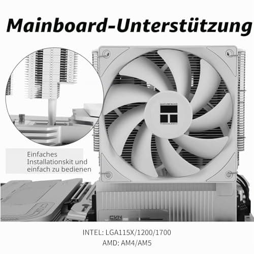 TR Peerless Assassin 140 Weiß, 6 Heatpipes, zwei PWM Lüfter und zwei Turme, 158 mm hohe CPU-Kühlung mit oberer Abdeckung, für AM4/AM5 und Intel LGA1851/1700/115X/1200 WHITE Bild 8
