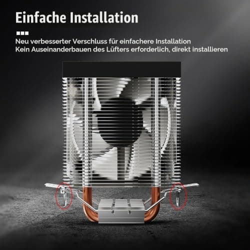 TZMRIT KF200 2 Heat Pipes Bunte LED CPU Kühler Schwarz,3PIN 2200RPM 34CFM 9CM Lüfter,für LGA115X/1200/17XX/1366,für FM1/FM2/AM2/AM3/AM4/AM5 Black Bild 8