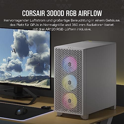 Case Pc - Corsair - 3000d Rgb Airflow - MiD-Tower Atx - 3 Ventole Ar120 Rgb - Bianco - (cC-9011256-Ww) 3000D RGB AIRFLOW Weiß Bild 4