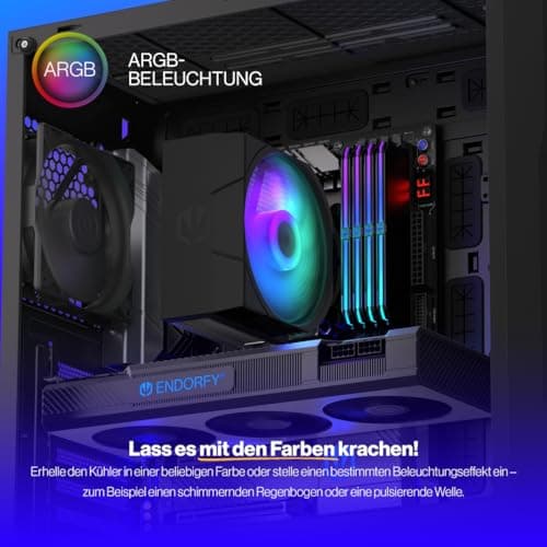 ENDORFY Spartan 5 MAX ARGB CPU Kühler 120 mm PWM, Prozessorkühler, leiser Tower Kühler, 4 Heatpipes, ARGB LED, AM5 AM4 LGA1700 Intel AMD, 180W TDP, Wärmeleitpaste enthalten Bild 4