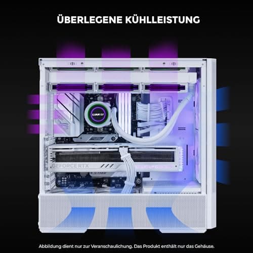Lian Li LANCOOL 207 Gaming PC Gehäuse ATX Weiß - Midi Tower PC Gehäuse mit RGB-Beleuchtung, Grafikkarten bis 375 mm, bis zu 360 mm Radiator, White Case Stahl, Gehärtetes Glas Bild 6