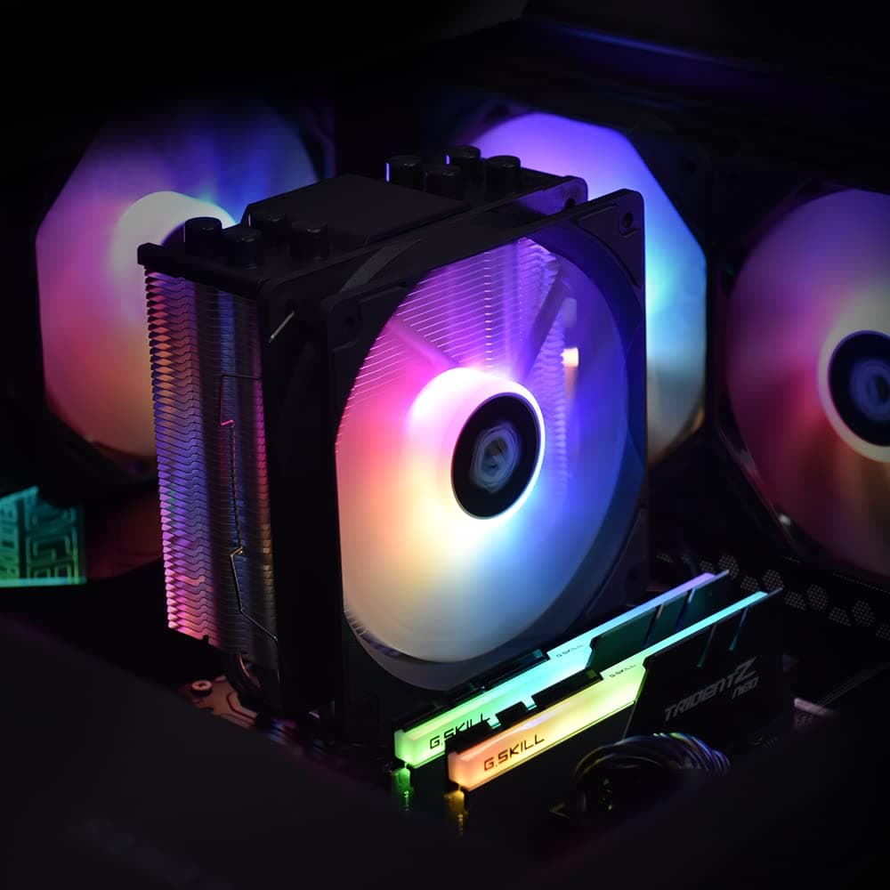 ID-COOLING SE-214-XT ARGB CPU-Kühler, 4 Heatpipes, CPU-Luftkühler, ARGB-Lichtsynchronisation mit Motherboard (5 V 3-poliger Stecker), CPU-Lüfter für Intel/AMD, LGA 1700 kompatibel Bild 5