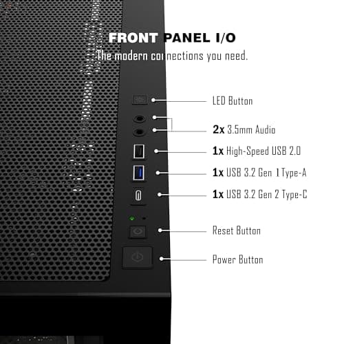 KEDIERS PC Gehäuse Vorinstallierter 4 × 120MM Schwarz Lüfter, ATX Mid Tower PC Gehäuse, Computergehäuse mit Panoramaaussicht Gehärtetes Glas Front Panel,Schwarz，P4 Bild 3