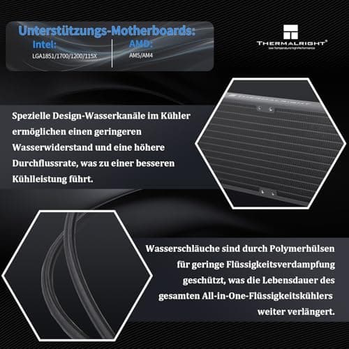 TR Frozen Edge 240 CPU Wasserkühler Schwarz mit PWM-Lüftern, Pumpengeschwindigkeit 3300RPM, S-FDB Lager, für AMD AM4/AM5, Intel LGA1150/1155/1200/1700/2011(FE240 Black) Bild 6