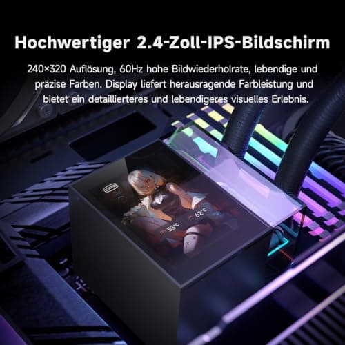 PCCOOLER AIO CPU-Kühler Wasserkühlung - 3er-Pack F5 R120 Lüfter - 2,4-Zoll LCD-Bildschirm, 360mm Flüssigkeitskühler kompatibel mit AM4, AM5, Intel LGA 1700/1851/115X Wasserkühlung(DS360 Display BK) Bild 5