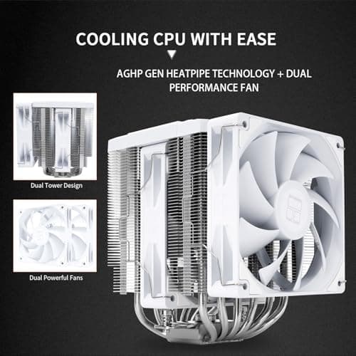 Thermalright Peerless Assassin 120 Digitaler weißer CPU-Kühler mit 6 x 6 mm Heatpipes, magnetische Anzeigetafel, Kühlkörper-CPU-Kühler, für AM4/AM5 und Intel lga1700/1851/1150/1151/1200 Bild 4