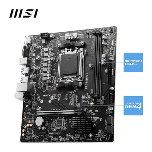 MSI PRO B650M-B Mainboard, Micro-ATX - Unterstützt Ryzen 9000, 8000 & 7000 Series Prozessoren, AM5 - DDR5 Memory Boost 6800+MHz/OC, 1 x PCIe 4.0 x16, 1 x M.2 Gen4, 2.5G LAN Bild 6