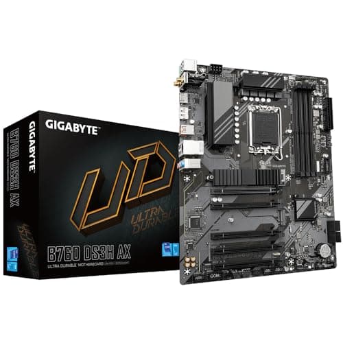 GIGABYTE B760 DS3H AX Mainboard - Unterstützt Intel Core Prozessoren der 14. Generation, 8+2+1 Phasen digitales VRM, bis zu 7600MHz DDR5 (OC), 2X PCIe 4.0 M.2, Wi-Fi 6E, GbE LAN, USB 3.2 Gen 2x2