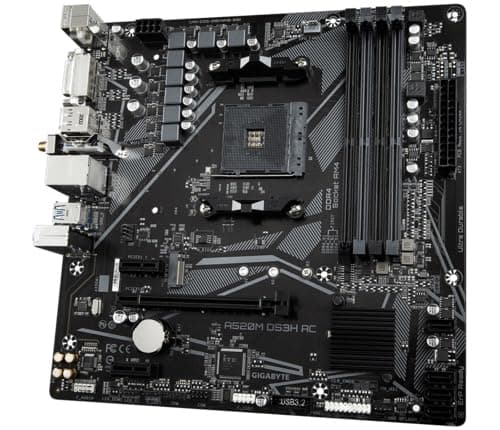 GIGABYTE A520M DS3H AC Mainboard - AMD Ryzen 5000 Serie CPUs, 5+3 Phasen VRM, bis zu 4733 MHz DDR5 (OC), 1xPCIe 3.0 M.2, GbE LAN, WiFi 5, USB 3.2 Gen 1 Bild 4