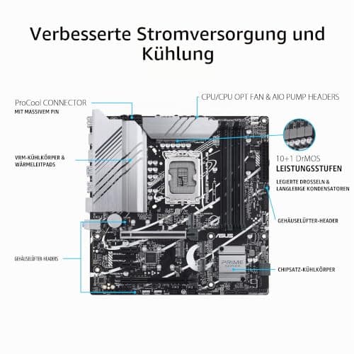 ASUS Prime Z790M-PLUS Gaming Mainboard (Intel LGA 1700 (mATX, PCIe 5.0, DDR5 Speicher, 3X M.2, Aura Sync) M-Plus Prime Z790 Bild 4
