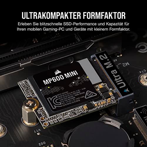 Corsair MP600 MINI 2 TB M.2 NVMe PCIe x4 Gen4 SSD – M.2 2230 – Bis zu 7.000MB/Sek. Sequentielles Lesen – Hohe Dichte 3D TLC NAND – Ideal Für Steam Deck und Microsoft Surface – Schwarz 2TB Bild 4