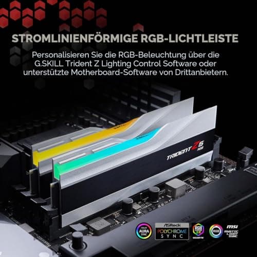 G.Skill Trident Z5 RGB Series (Intel XMP) 32GB (2X 16GB) 288-pin SDRAM DDR5 7200 CL34-45-45-115 1,40V Dual Channel Desktop Memory F5-7200J3445G16GX2-TZ5RS (Metallic S) Silber Metallic Silver Bild 6